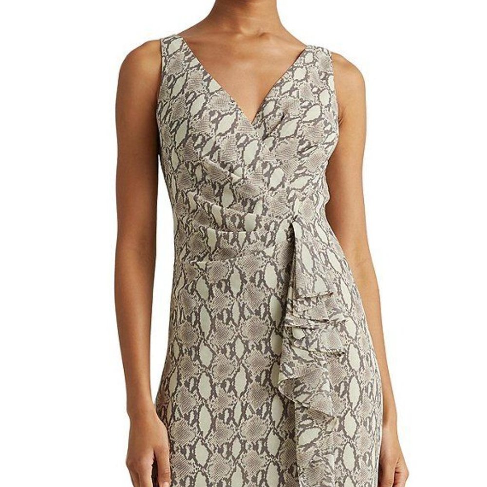 Ralph Lauren Snakeskin V-Neck  Print dress size 6